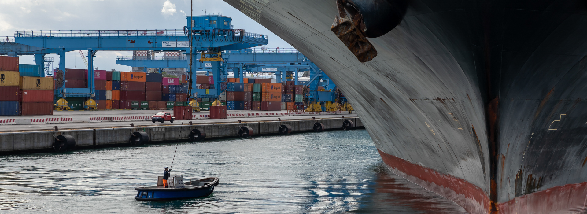 Workers at the port of genoa