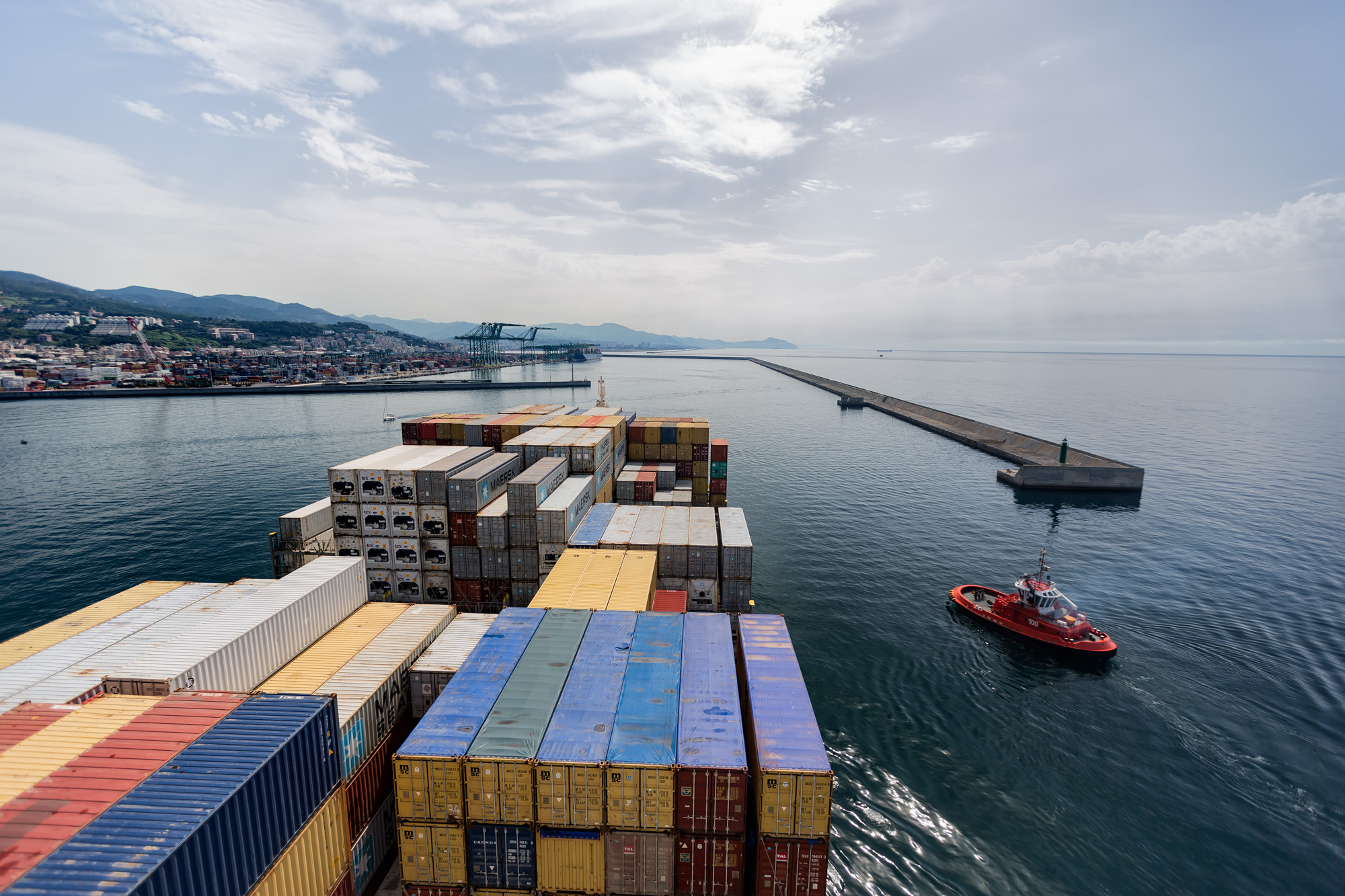 Workers at the port of genoa