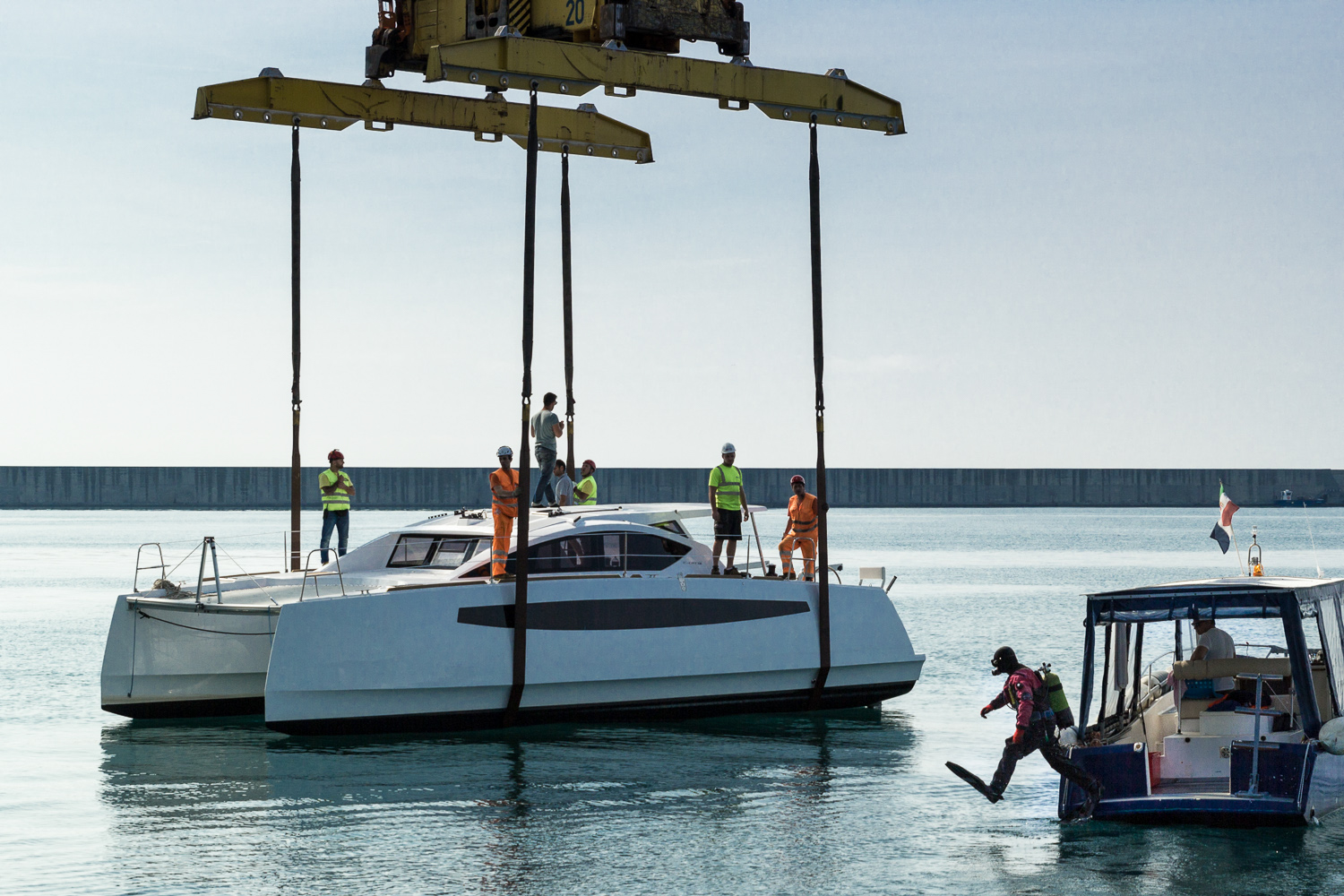 Workers at the port of genoa